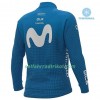 Radbekleidung Radtrikot Langarm + Lang Trägerhose 2020 Movistar Team Winter Thermal Fleece N001